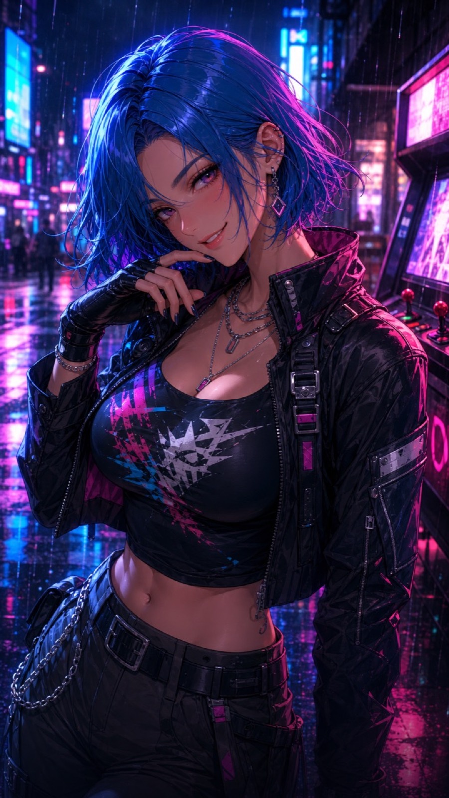 Cyberpunk anime companion portrait